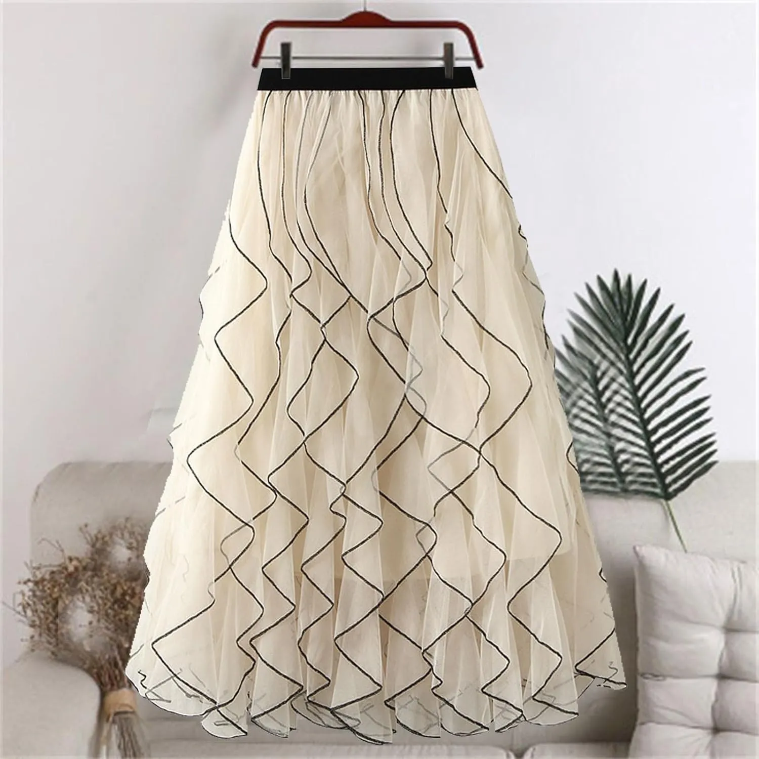 2023 Women's Long Maillard Fall Skirt Elegant High Waist Cocktail Party Wedding Flared A Line Midi Skirts Fashion
