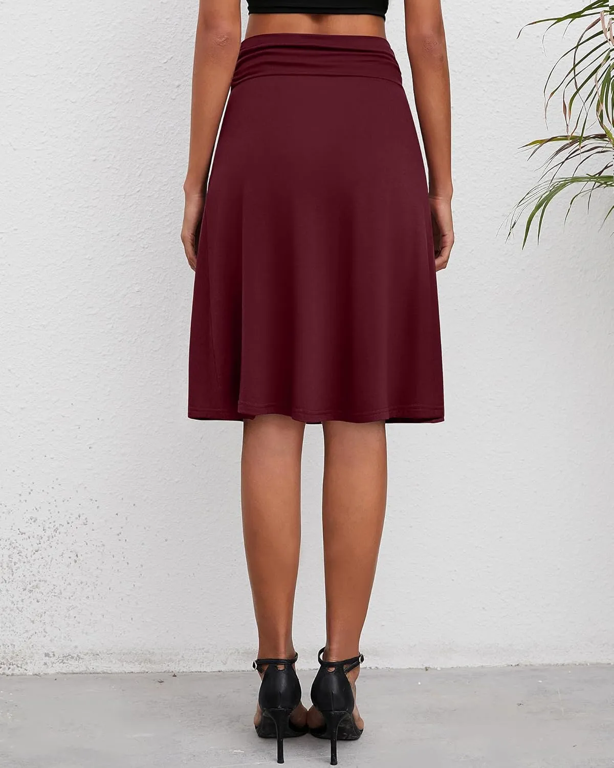 3 Pack Womens Midi Skirts Flowy Lightweight Knee Length Casual Elastic Waist Modest Flared Skirts Trendy Summer