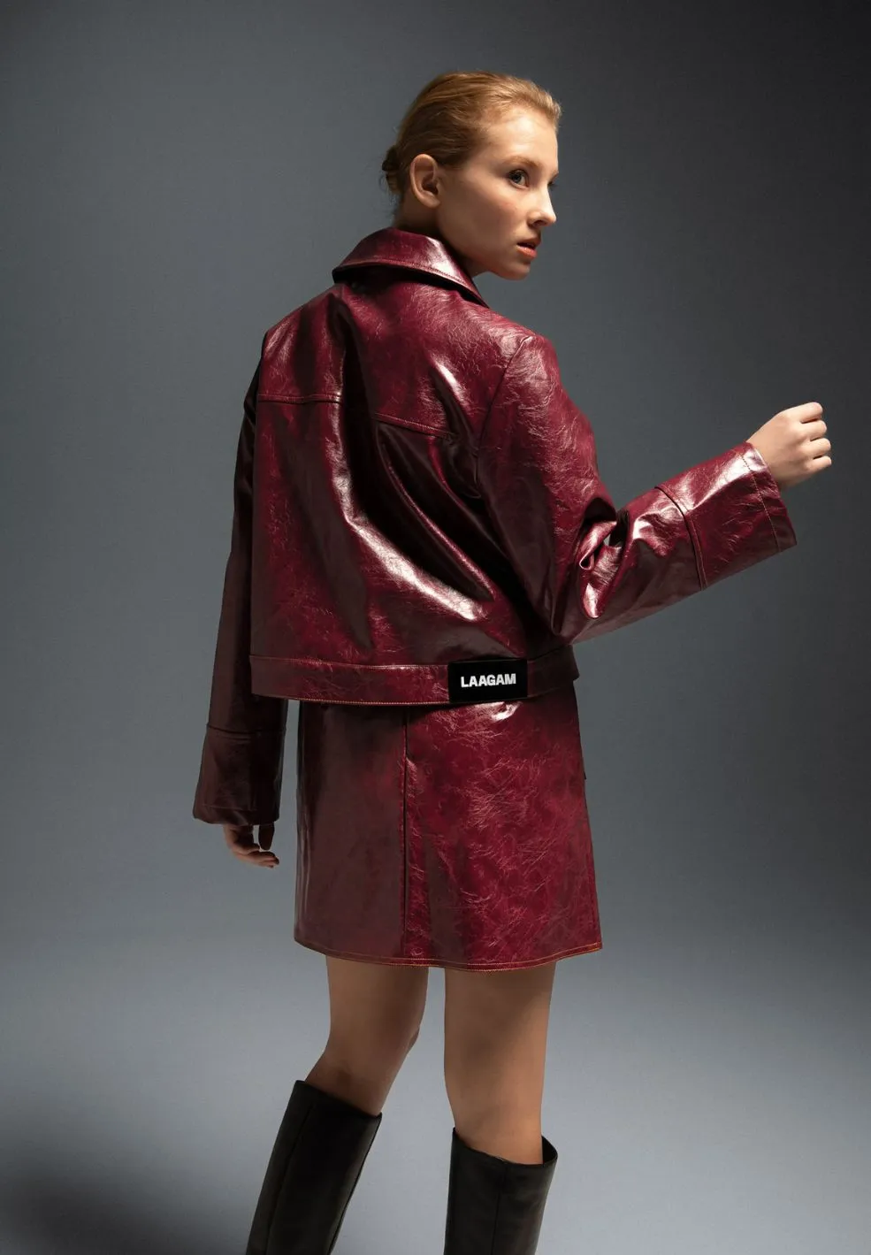 Alexa Faux Leather Jacket Burgundy