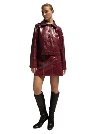 Alexa Faux Leather Jacket Burgundy