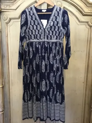 ANOKHI MUGHUL DRESS - INDIGO SILVER