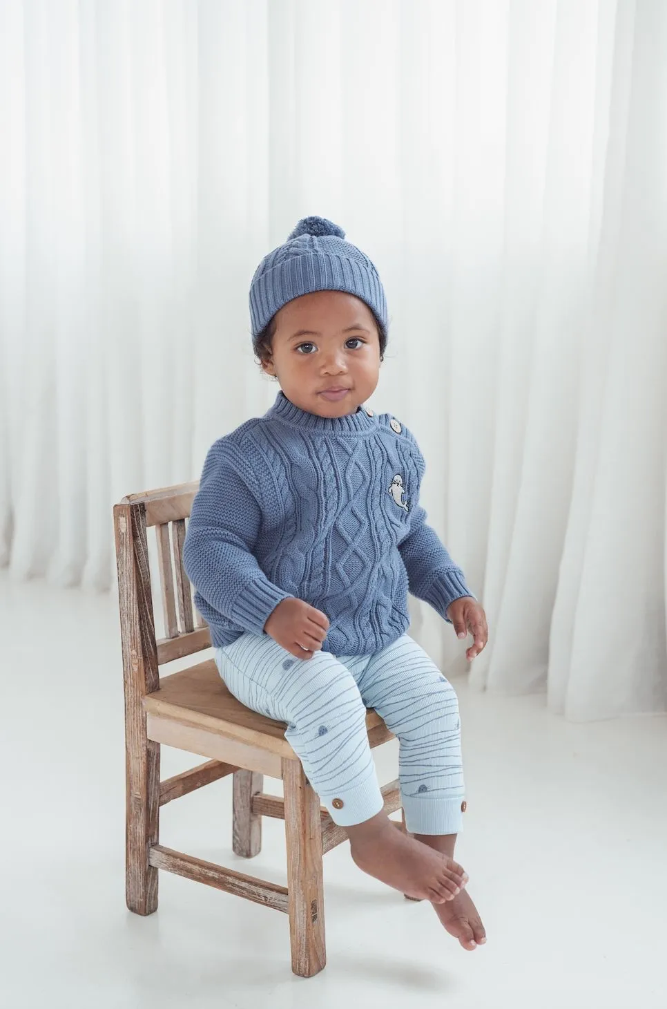 Aster & Oak - Bluestone Cable Knit Jumper