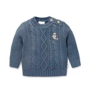 Aster & Oak - Bluestone Cable Knit Jumper