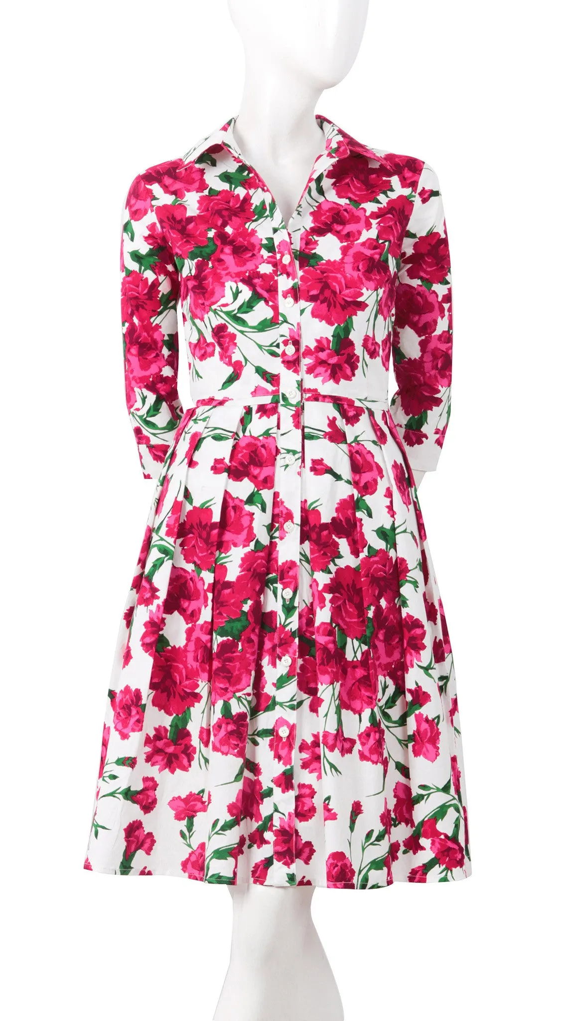 Audrey Dress Shirt Collar 3/4 Sleeve Regular Cotton Stretch (Carnation)