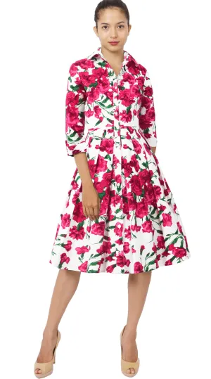 Audrey Dress Shirt Collar 3/4 Sleeve Regular Cotton Stretch (Carnation)