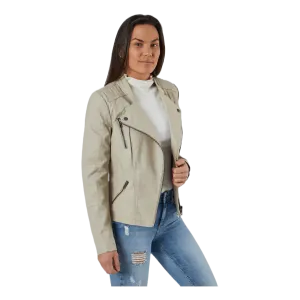 Ava Faux Leather Biker Otw Beige