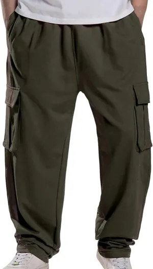 Baggy Cargo Sweatpants for Men Relaxed Fit Athletic Pants Gym Tapered Trousers Fall Casual Pants with Multi Pockets