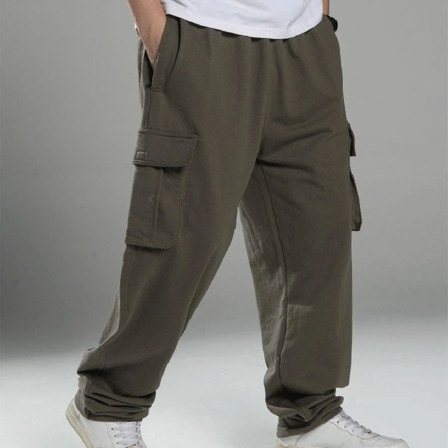 Baggy Cargo Sweatpants for Men Relaxed Fit Athletic Pants Gym Tapered Trousers Fall Casual Pants with Multi Pockets