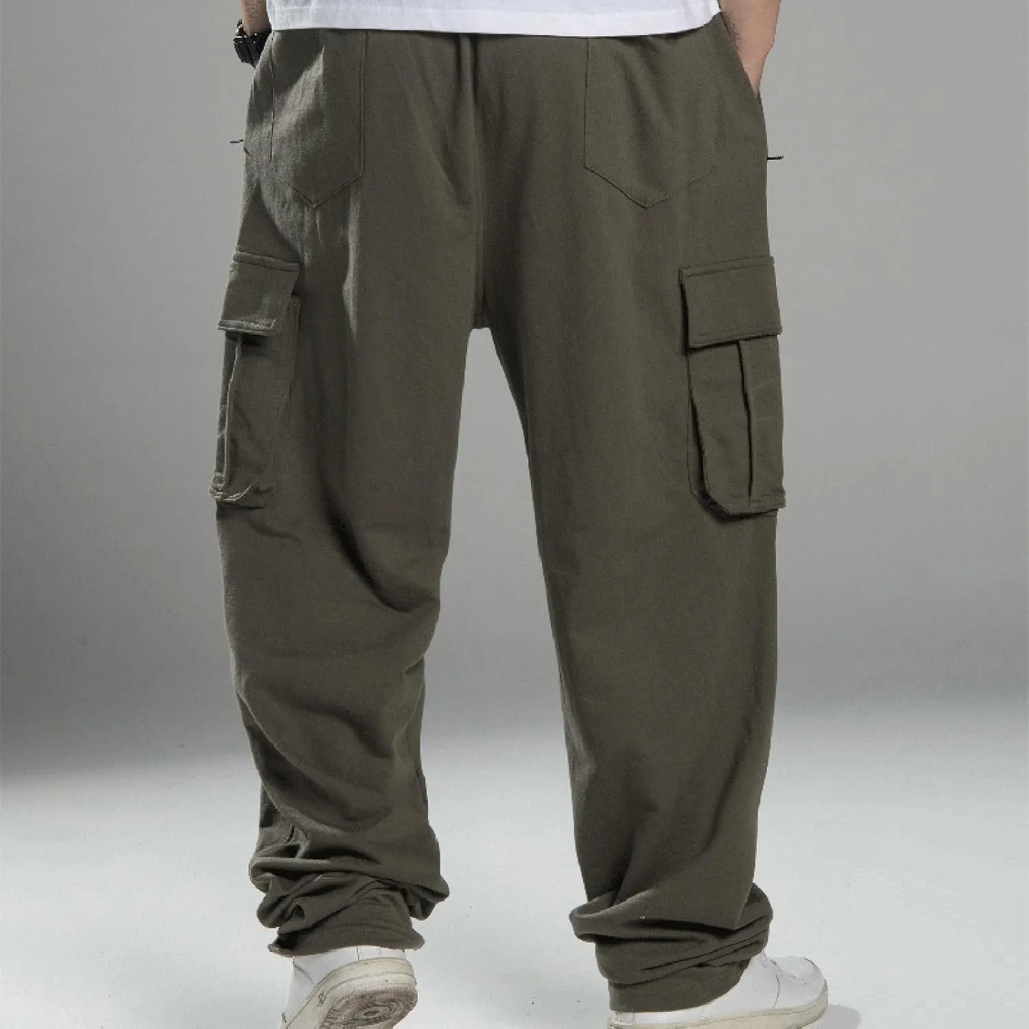 Baggy Cargo Sweatpants for Men Relaxed Fit Athletic Pants Gym Tapered Trousers Fall Casual Pants with Multi Pockets