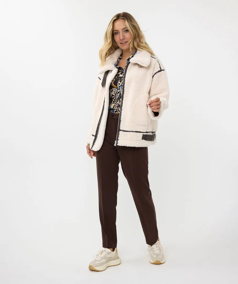 Boell Bonded Suede and Faux Fur Aviator Jacket - EsQualo F2437506