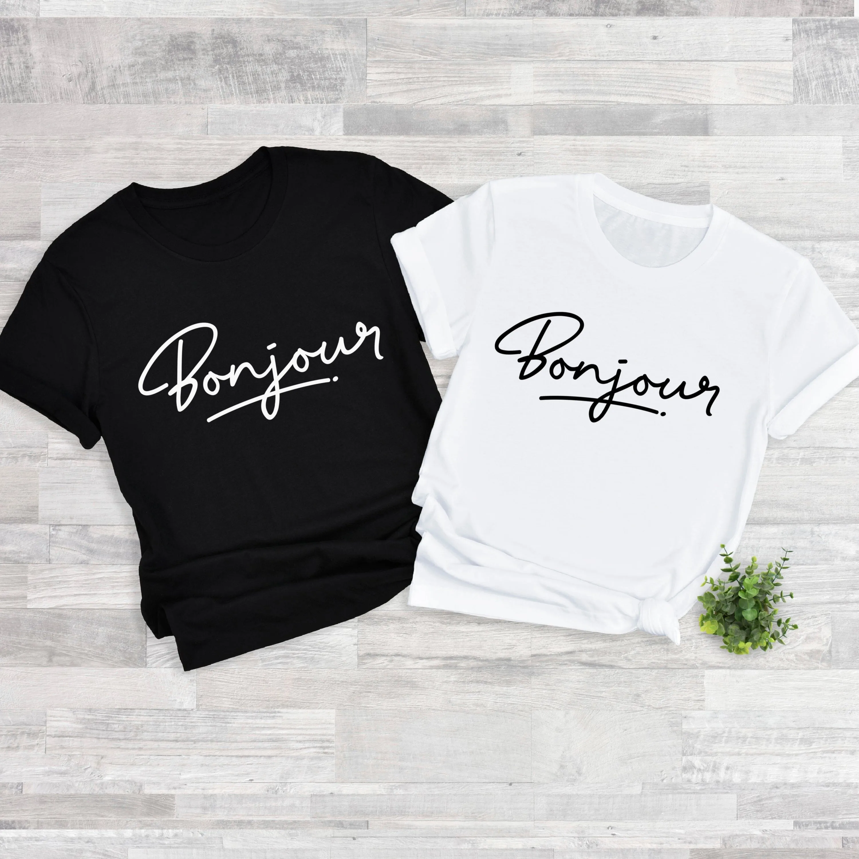 Bonjour Ladies White T Shirt