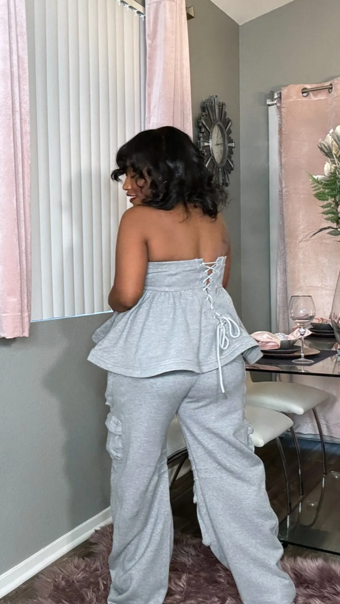 Bougie Queen Peplum Cargo Set