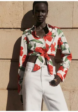 Bow printed shirt - Red