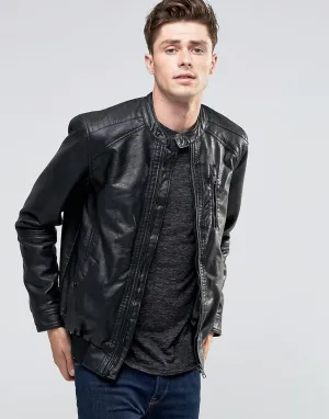 Brave Soul Classic Faux Leather Biker Jacket