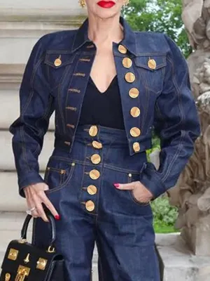 Buttoned Pockets Split-Joint Long Sleeves Loose Lapel Outerwear Jackets