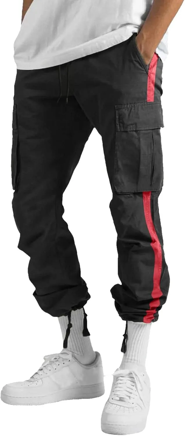 Cargo Pants for Men Relaxed Fit Fleece Sweatpants Stretch Elastic Waist Jogger Baggy Sports Pants Drawstring Sports