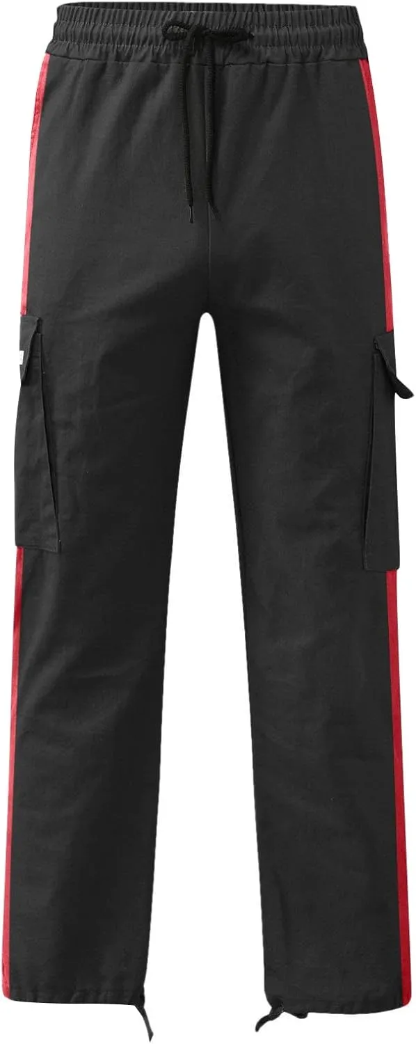 Cargo Pants for Men Relaxed Fit Fleece Sweatpants Stretch Elastic Waist Jogger Baggy Sports Pants Drawstring Sports
