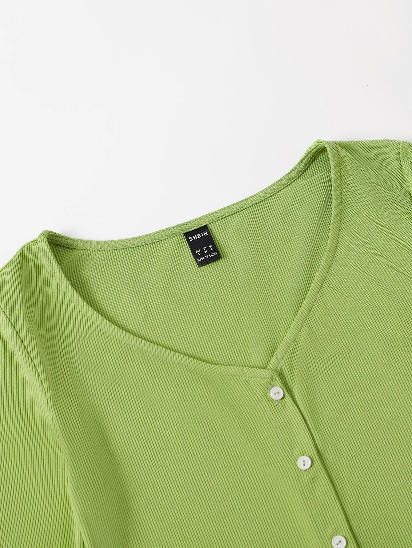 Casual Plain Button Front Long Sleeve V Neck Crop Women Top