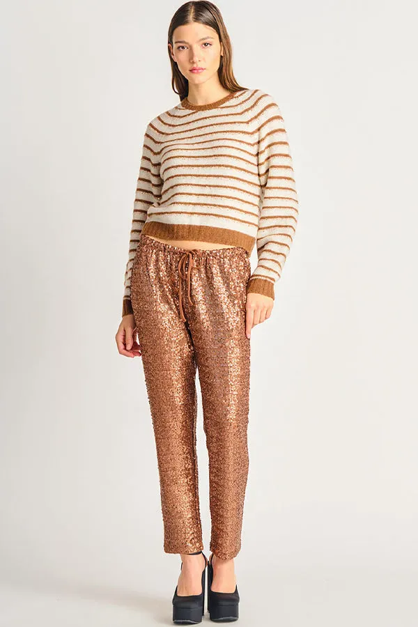 DEX Striped Sequin Sweater