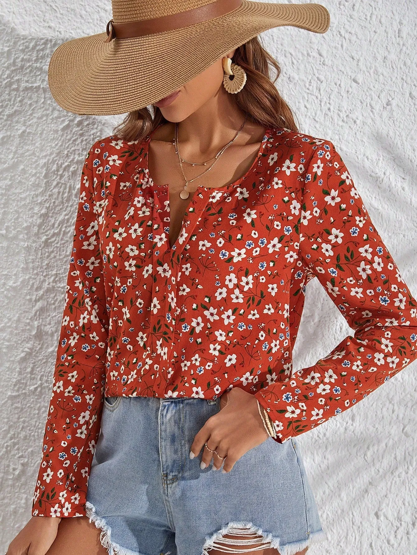 Ditsy Floral Print Blouse