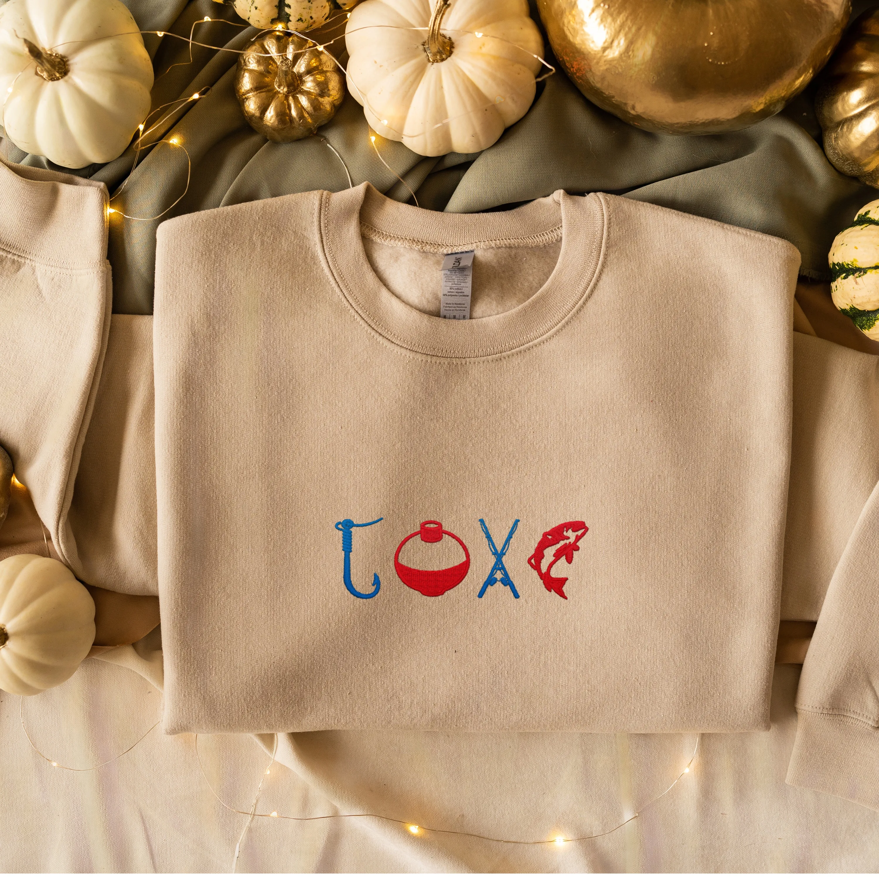 Fishermen Love Fishing Embroidered Crewneck