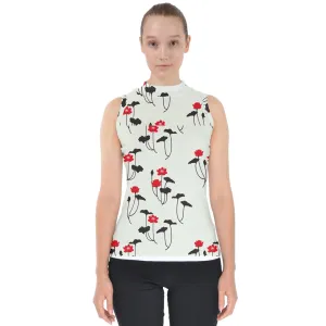 Flower Mock Neck Shell Top
