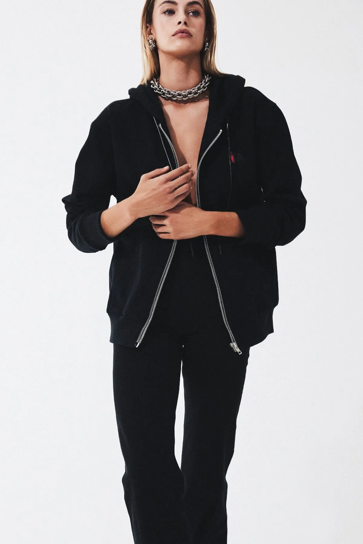 FLOYD ZIP UP HOODIE | BLACK FINGERPRINT LOGO