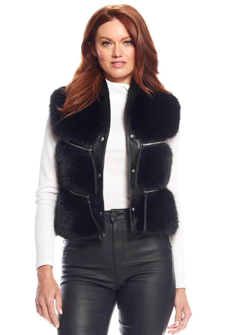 Fox Faux Fur La Moda Vest - Black