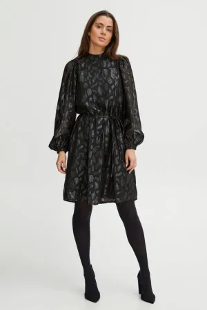 Fransa Leopard Print Dress Black