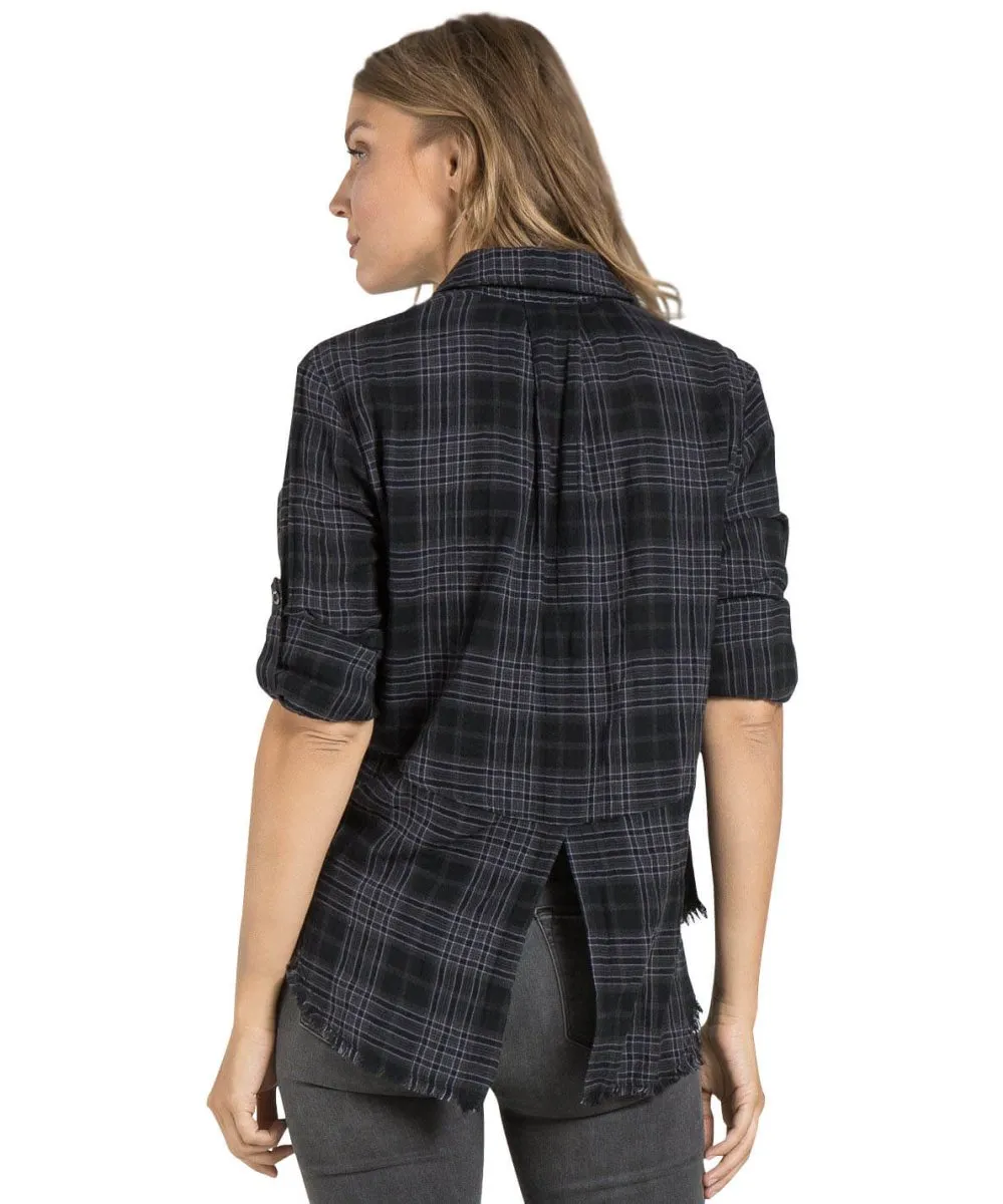 Fray Hem Split Back, Charcoal
