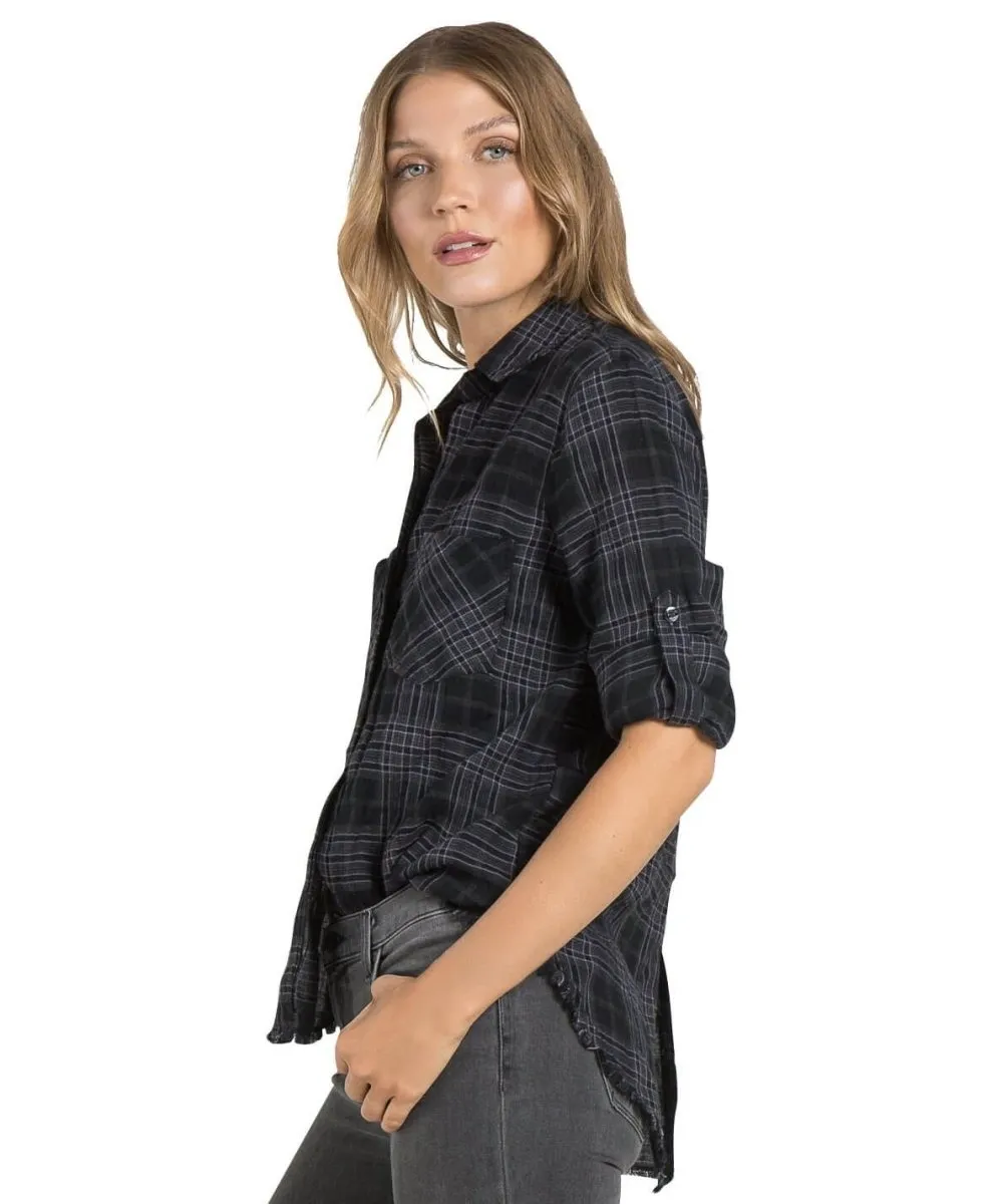 Fray Hem Split Back, Charcoal