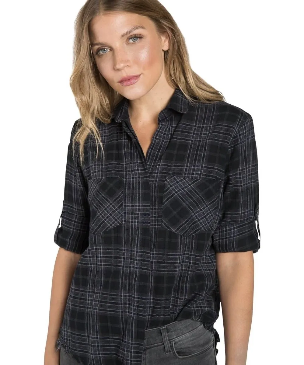 Fray Hem Split Back, Charcoal