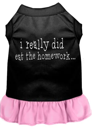I Really Did Eat The Homework Screen Print Dress Black With Light Pink Xxxl