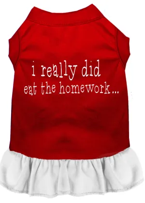 I Really Did Eat The Homework Screen Print Dress Red With White Lg