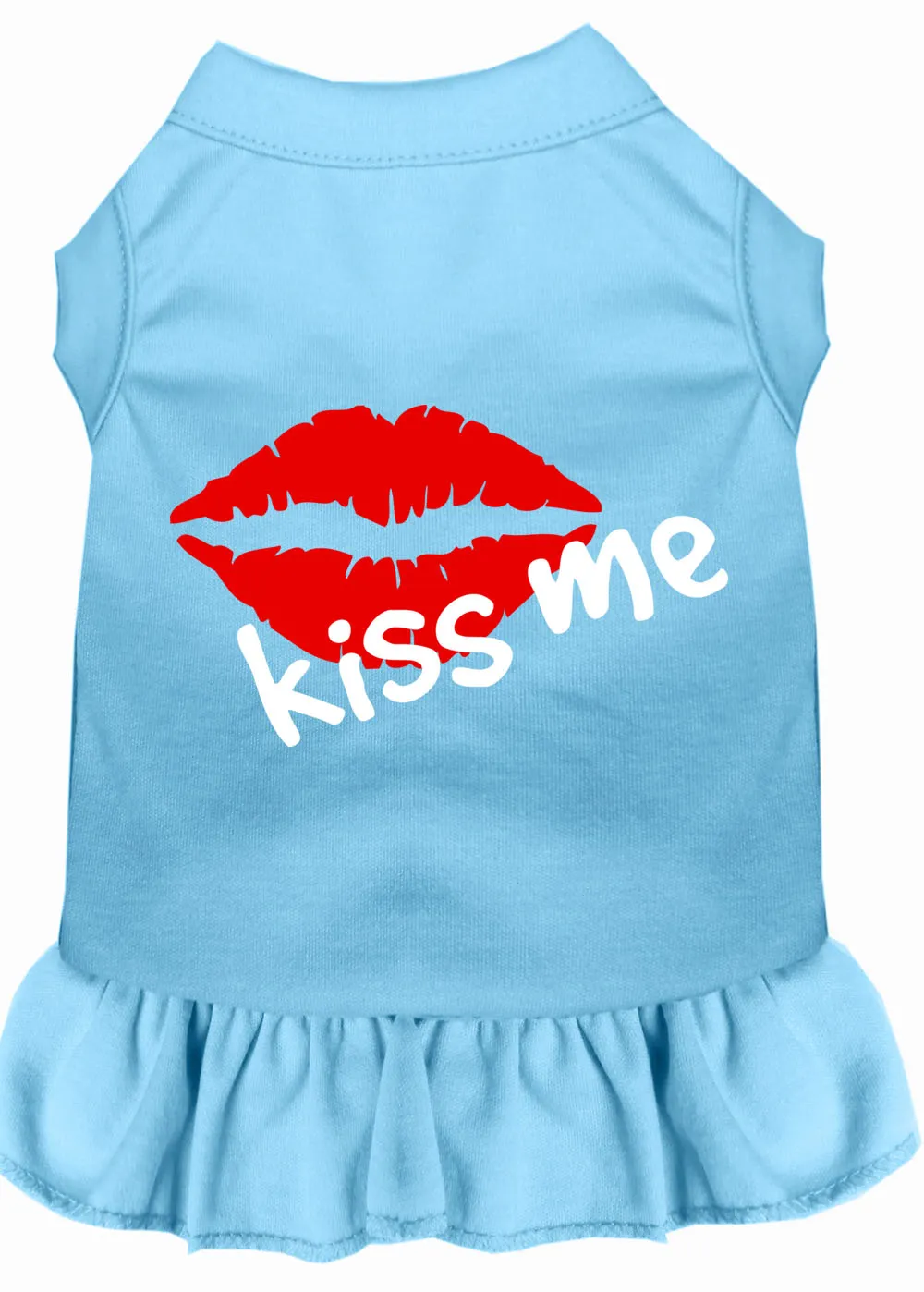 Kiss Me Screen Print Dress Baby Blue Xxl