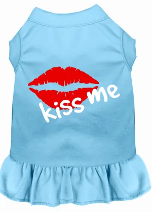Kiss Me Screen Print Dress Baby Blue Xxl