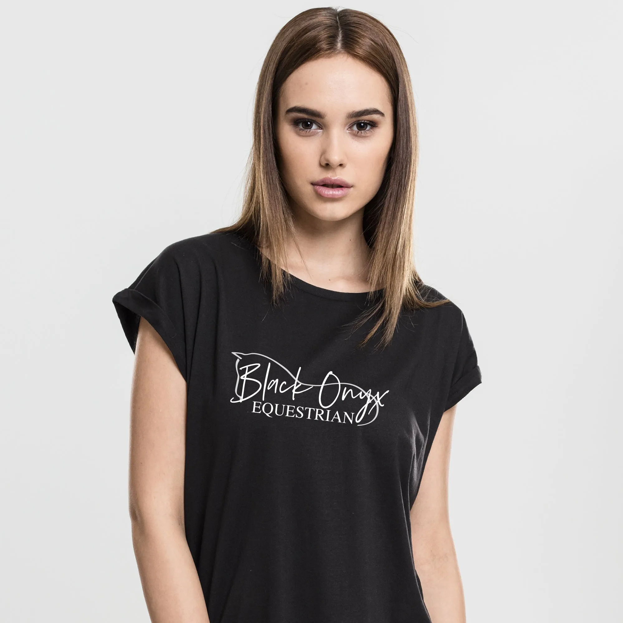 Ladies Rolled Sleeve T-Shirt - Black