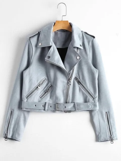 Leather Jackets New Autumn Faux Suede Womens Motorcycle