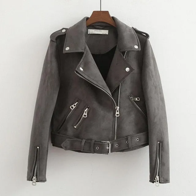 Leather Jackets New Autumn Faux Suede Womens Motorcycle