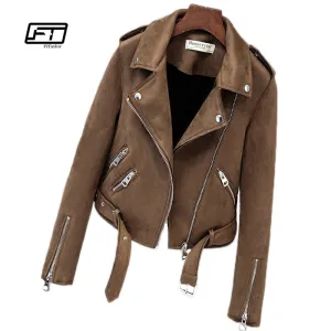 Leather Jackets New Autumn Faux Suede Womens Motorcycle