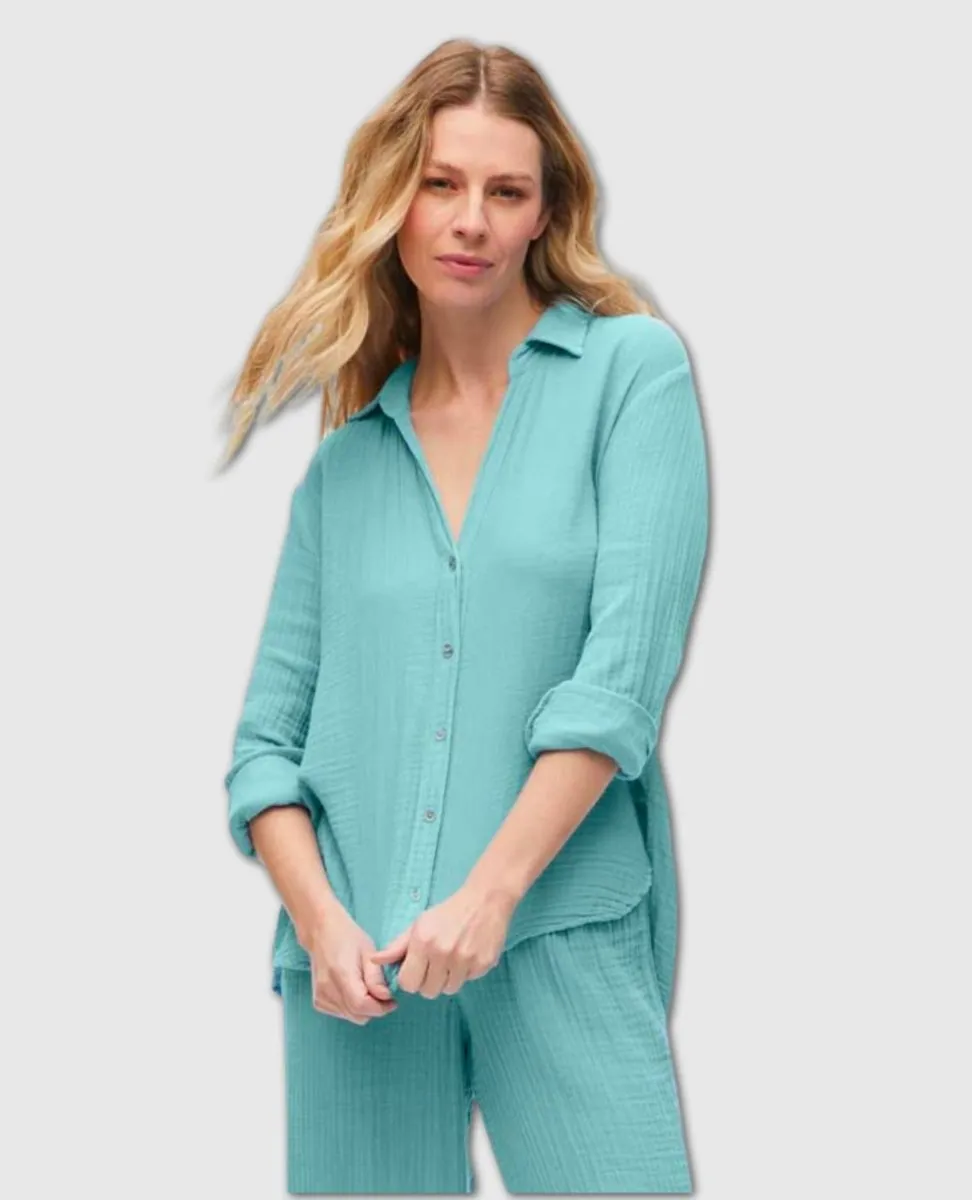 Leo Button Down Aquamarine