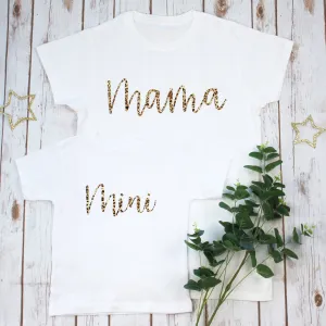 Leopard Print Mama and Mini T Shirt Set