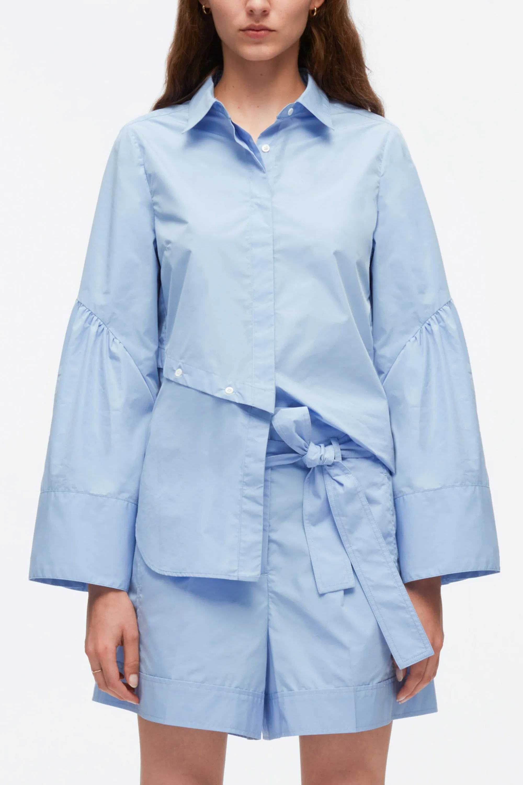 Long Sleeve Shirt with Asymmetric Button Panel