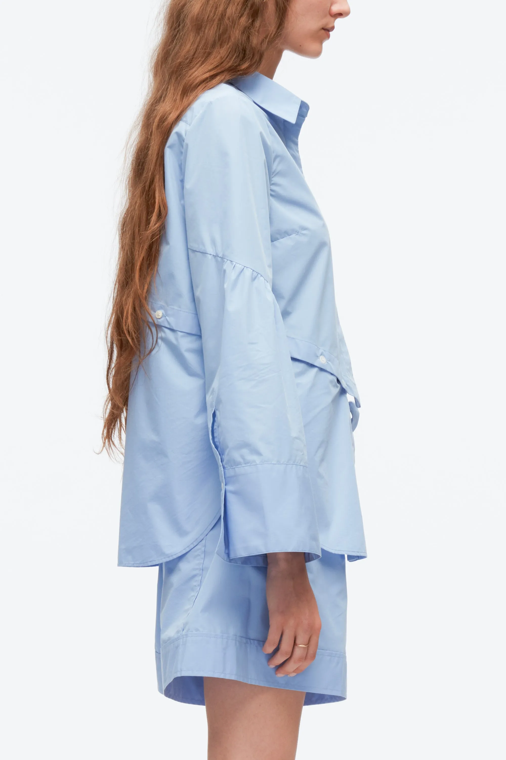 Long Sleeve Shirt with Asymmetric Button Panel