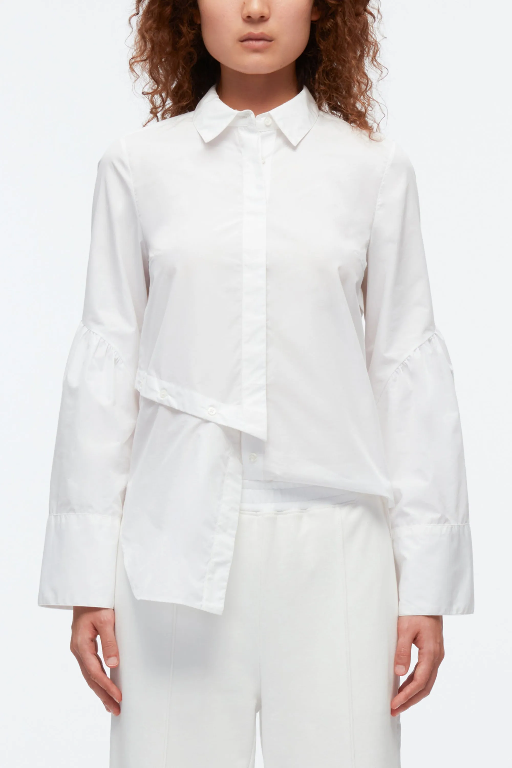 Long Sleeve Shirt with Asymmetric Button Panel