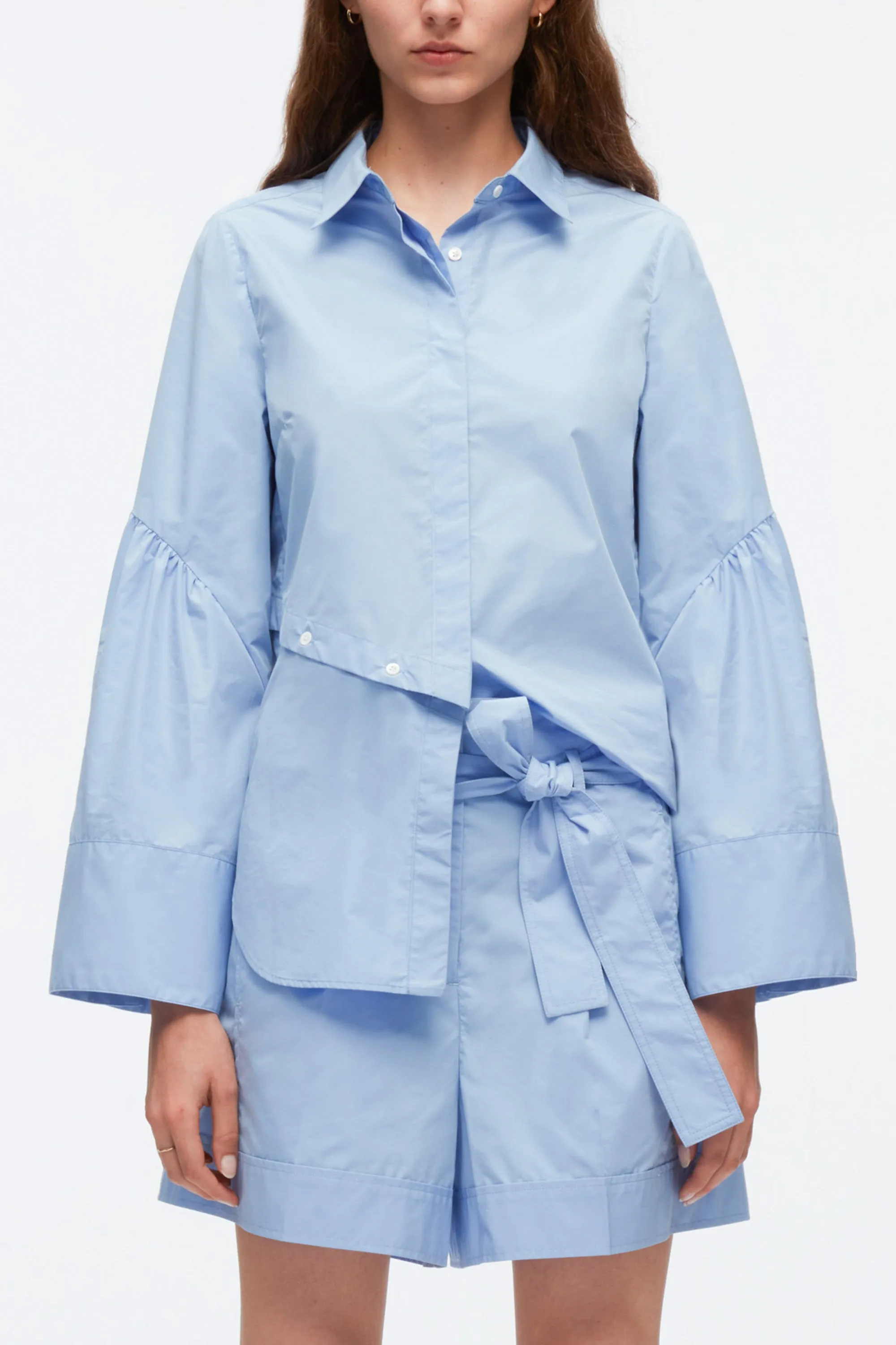 Long Sleeve Shirt with Asymmetric Button Panel