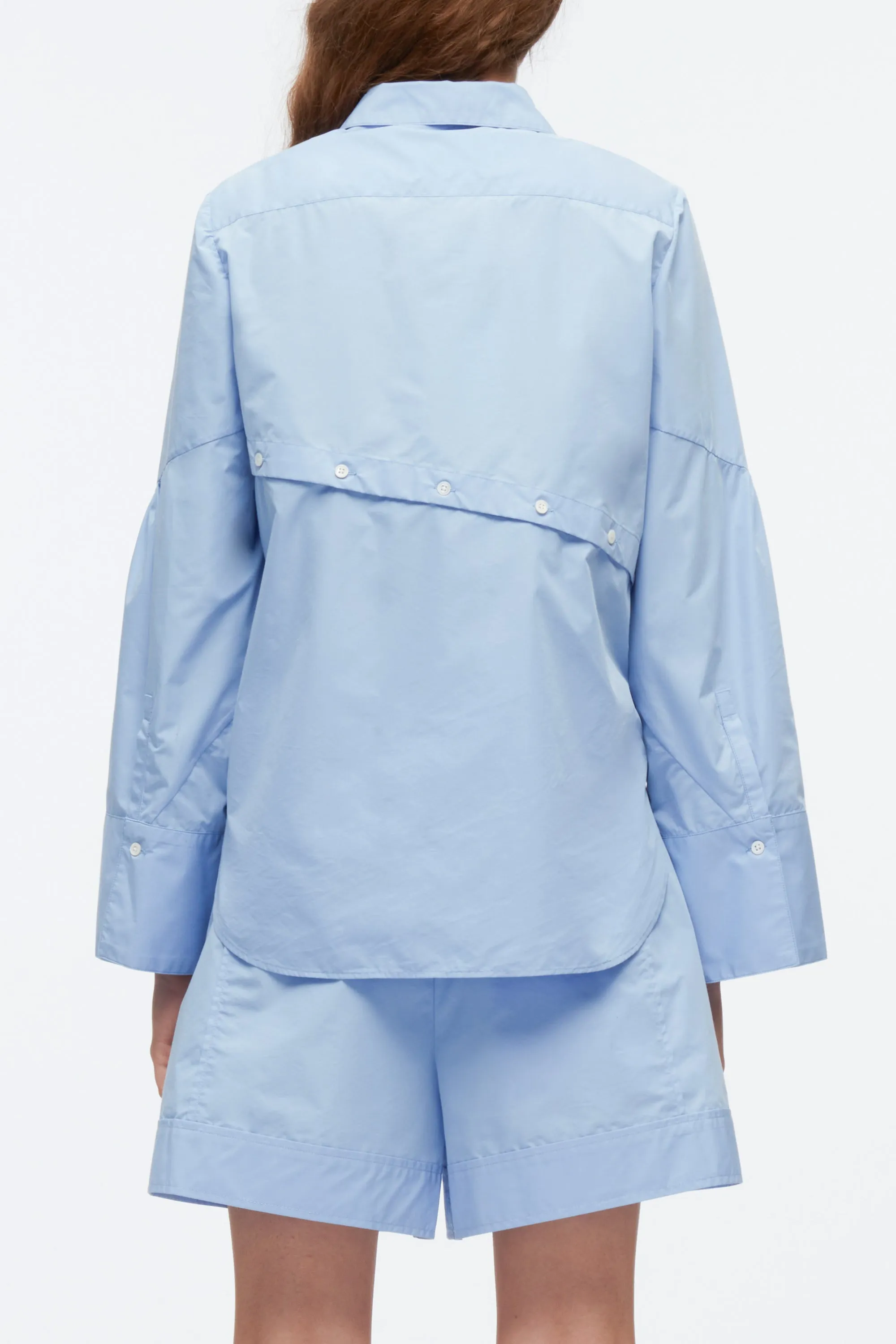 Long Sleeve Shirt with Asymmetric Button Panel