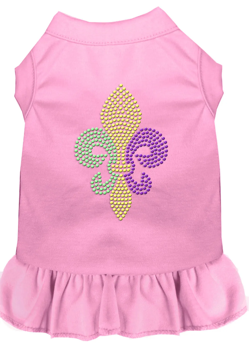 Mardi Gras Fleur De Lis Rhinestone Dress Light Pink Xxxl