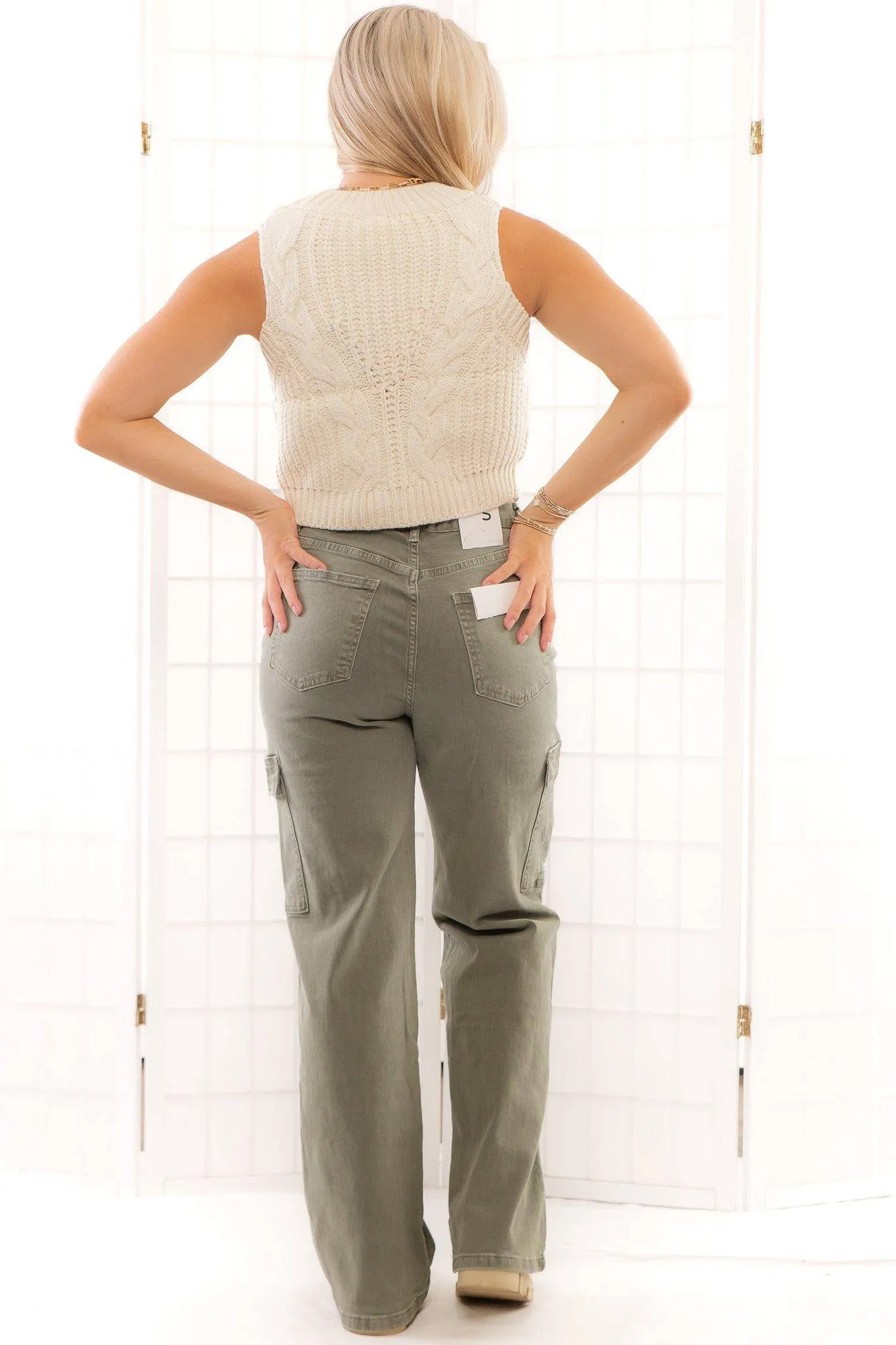 Maybell Cable Knit Ivory Sleeveless Sweater