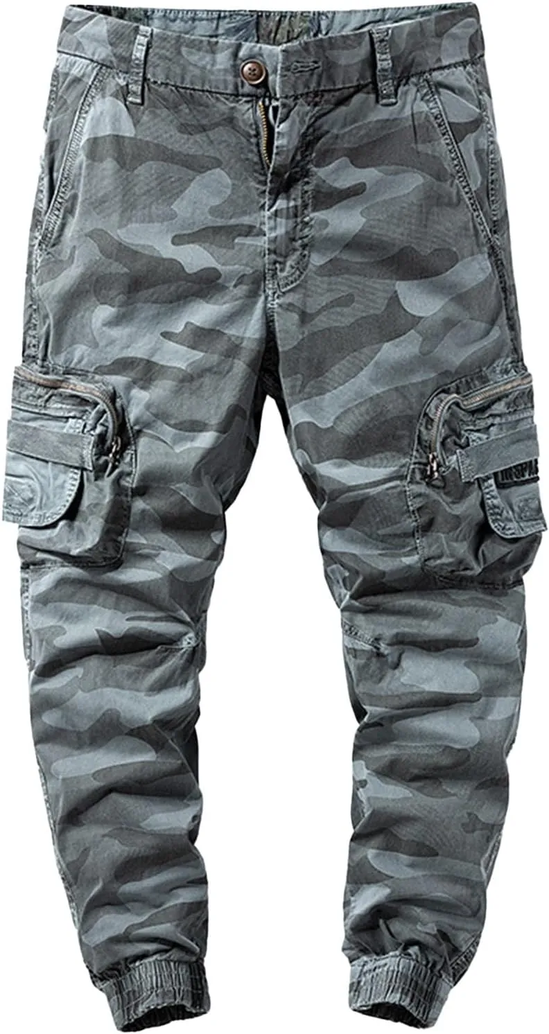 Men's Chino Pants Cargo Workout Lounge Jogger Work Tapered Streetwear Trousers Flap Pockets Baggy Pants